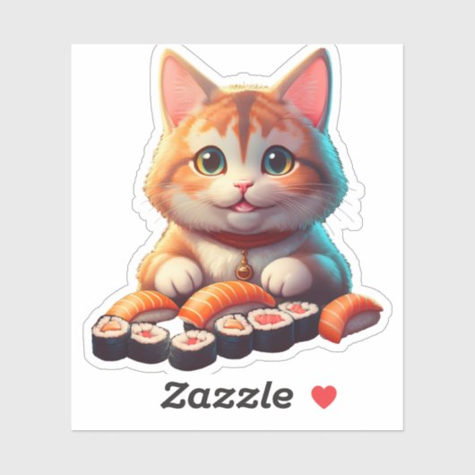 Sticker Sushi Cat (Feuille)