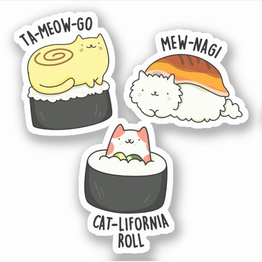 Sticker Sushi Cats Funny Sushi Pun (Devant)