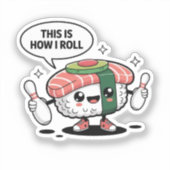 Sticker Sushi Cute Kawaii avec épingles de bowling (Recto)