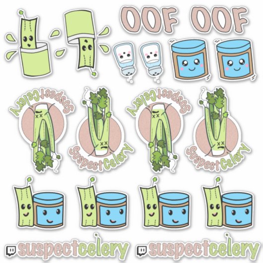Sticker SuspectCelery™ Émote le beurre d'arachide + céleri (Devant)