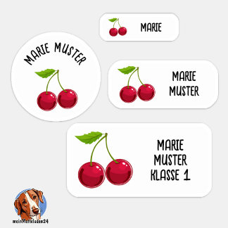 Sticker Süße Kirsche Namensaufkleber – 24er Set weiß