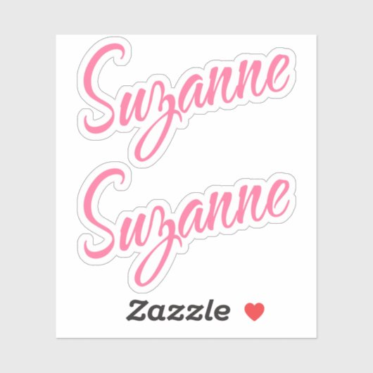 Sticker Suzanne nom rose cursive police x2 (Feuille)