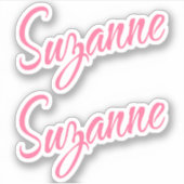 Sticker Suzanne nom rose cursive police x2 (Devant)