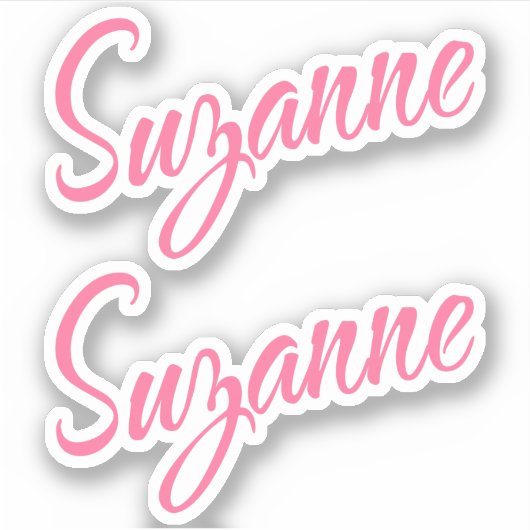 Sticker Suzanne nom rose cursive police x2 (Devant)