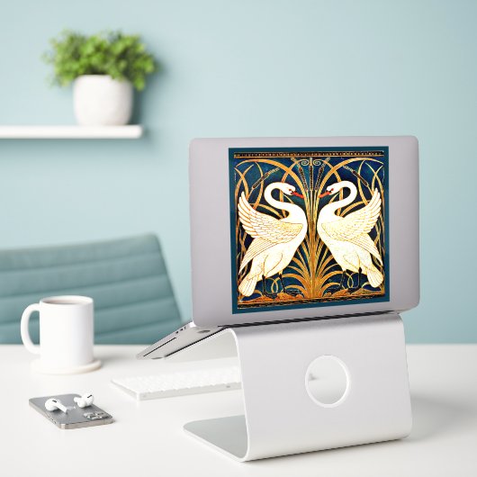 Sticker Swan et Rush et Iris, (Ordinateur portable sur le bureau)