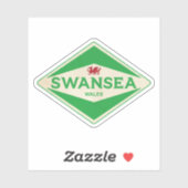 Sticker Swansea Wales Vintage (Feuille)
