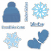 Sticker Sweat bleu et flocons de neige (Devant)