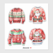 Sticker Sweaters de Noël moches rouges (Feuille)