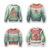 Sticker Sweaters de Noël moches verts (Devant)