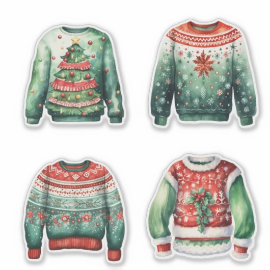 Sticker Sweaters de Noël moches verts (Devant)