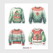 Sticker Sweaters de Noël moches verts (Feuille)