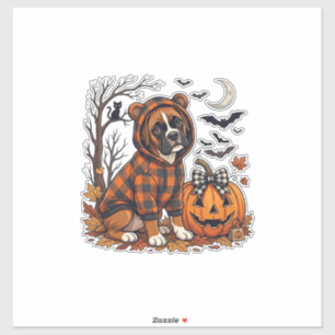 Sticker Sweatshirt à carreaux pour chien Boxer Halloween C