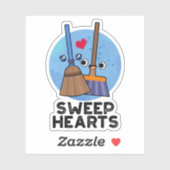 Sticker Sweep Hearts Funny Sweet Hearts Broom Pun (Feuille)