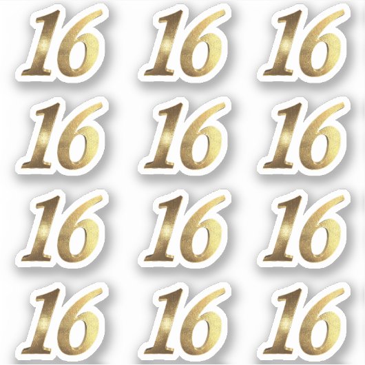 Sticker Sweet 16 Faux Gold 16e anniversaire (Devant)