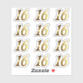 Sticker Sweet 16 Faux Gold 16e anniversaire (Feuille)