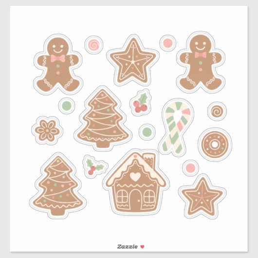 Sticker Sweet & Cozy Gingerbread Cookies Pattern: Aestheti (Feuille)