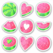 Sticker Sweet Fresh Watermelon Melon Heart Seeds Summer (Devant)