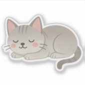 Sticker Sweet Gray Tabby Cat – Sleeping Cartoon Kitty (Devant)