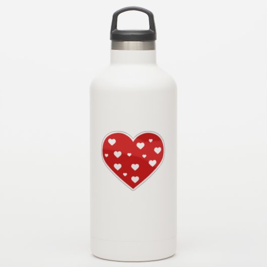 Sticker Sweet Lovely Romantique Rouge Coeurs blancs (Gourde)