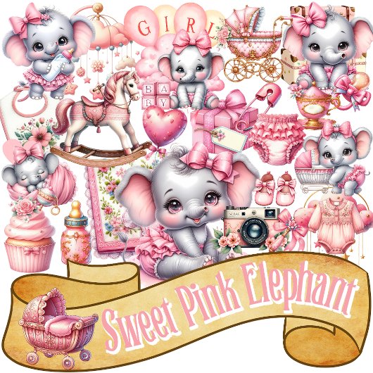 Sticker Sweet Pink Elephant - Peanut Smiles