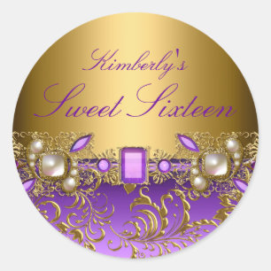 Sticker Sweet sixteen Gem & Pearl pourpre