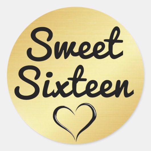 Sticker Sweet sixteen or avec coeur (Devant)