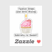 Sticker Sweet Sobriety : Cupcake avec bougie, pièce de réc (Feuille)