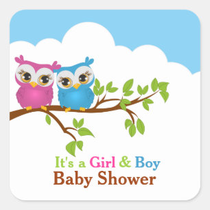 Sticker Sweet Twins Owls Boy Girl Baby