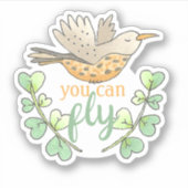 Sticker Sweet You Can Fly Bird with Feuille Motivational (Devant)