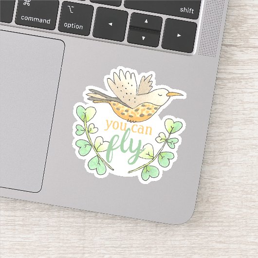 Sticker Sweet You Can Fly Bird with Feuille Motivational (Détail)