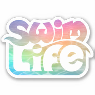 Sticker "Swim Life" Unicorne Couleur d'eau de bain