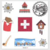 Sticker Swiss Travel Adventure Icons Collection (Feuille)