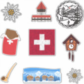 Sticker Swiss Travel Adventure Icons Collection (Devant)