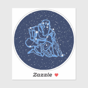 Sticker Symbole Aquarius Constellation et Zodiaque avec ét