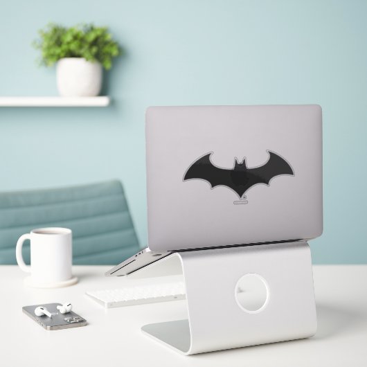 Sticker Symbole Batman | Logo Simple Bat Silhouette (Ordinateur portable sur le bureau)