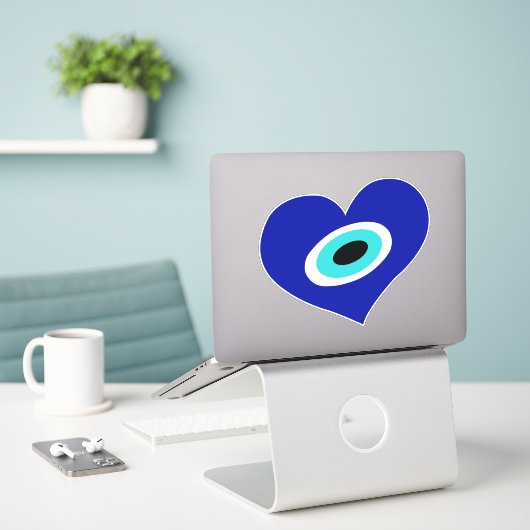 Sticker Symbole chanceux, Mauvais oeil Coeur mignon (Ordinateur portable sur le bureau)