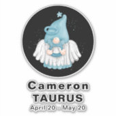 Sticker Symbole d'astrologie Gnome Taurus Angel 8" Vinyl (Devant)