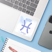 Sticker SYMBOLE D'Astrologie Pisces Cute Personalisé Purpl (Ordinateur portable avec iPhone)