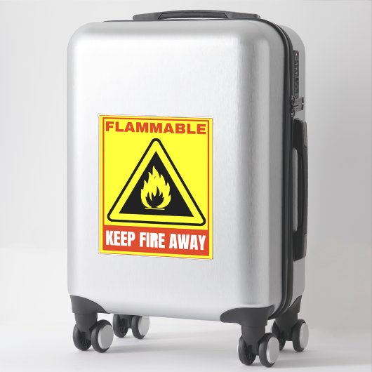Sticker symbole de danger inflammable (Sur valise)