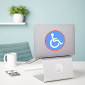 Sticker Symbole de fauteuil roulant pour handicapés - Bleu (Ordinateur portable sur le bureau)
