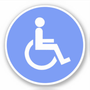 Sticker Symbole de handicap bleu et blanc arrondi