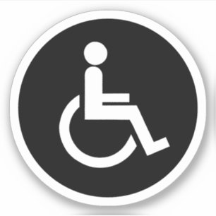 Sticker Symbole de handicap handicapé en noir et blanc Ron