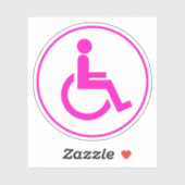 Sticker Symbole de handicap rose et blanc arrondi (Feuille)