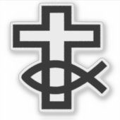 Sticker Symbole de la croix chrétienne et du poisson d'Ich (Devant)