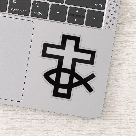 Sticker Symbole de la croix chrétienne et du poisson d'Ich (Détail)