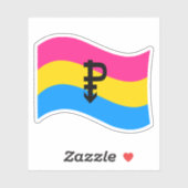 Sticker Symbole de la fierté Pansexuel drapeau ondulé (Feuille)