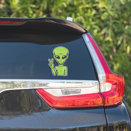 Sticker Symbole de la paix Alien Funny Voiture extra-terre (Côté voiture)
