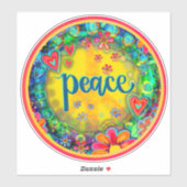 Sticker SYMBOLE DE LA PAIX JOLIE Florale Jaune Inspirivée (Feuille)