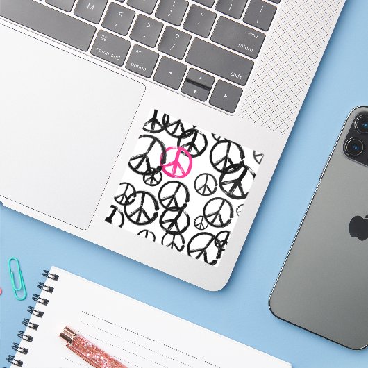 Sticker Symbole de paix (Ordinateur portable avec iPhone)