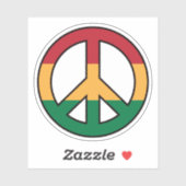 Sticker Symbole de paix avec des couleurs rasta (Feuille)
